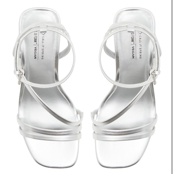 Call It Spring Silver Metallic Heeled Sandal NWT - Picture 2 of 4